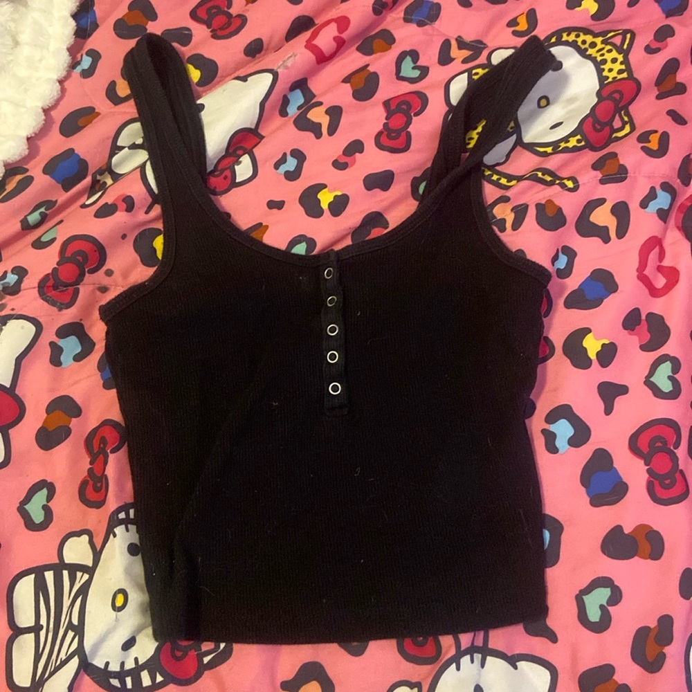 Black button tank top